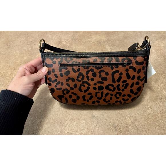 Fossil Jolie Leather Small Crossbody Purse Leopard Print Brown - Picture 9 of 14